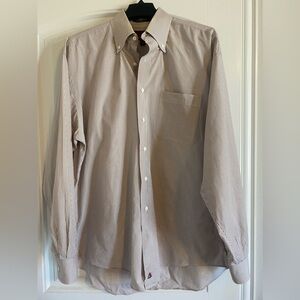 Vintage Nordstrom Brown and White Striped Dress Shirt